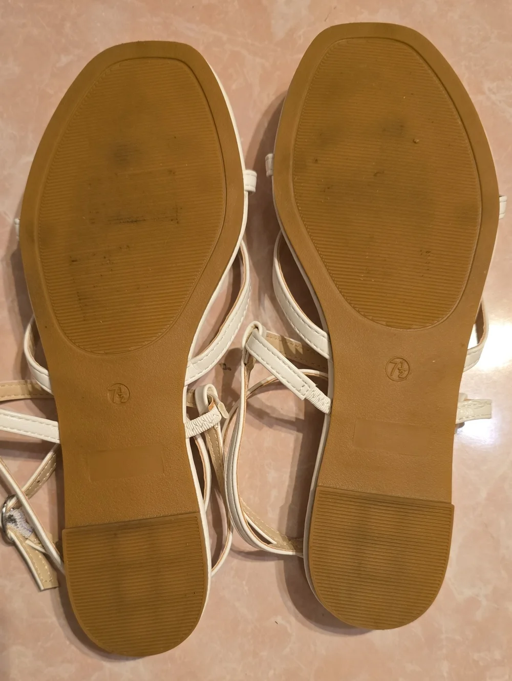Journee Collection White Strappy Ankle-Buckle Sandals